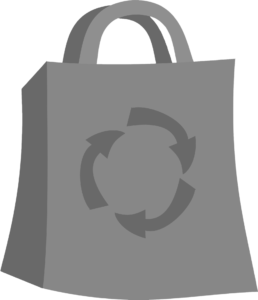 Paperikassi kierrätyssymbolilla ostoksille.